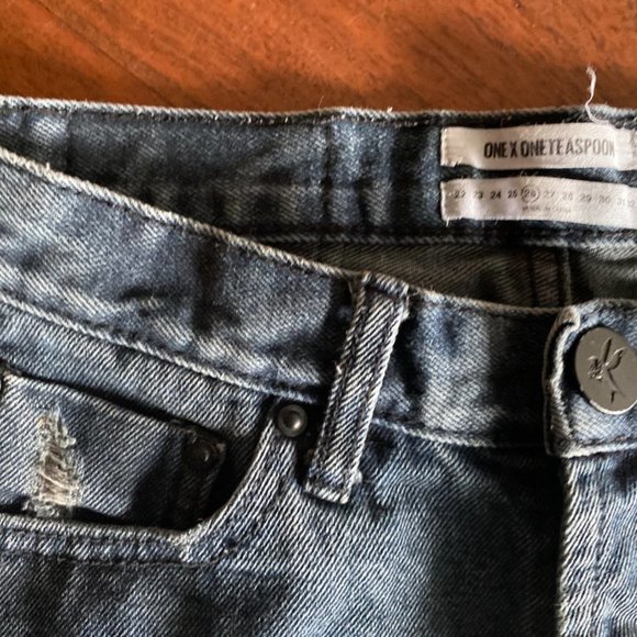 ONE TEASPOON | High Waist Bonita Denim Ripped Shorts 26 - Picture 3 of 5